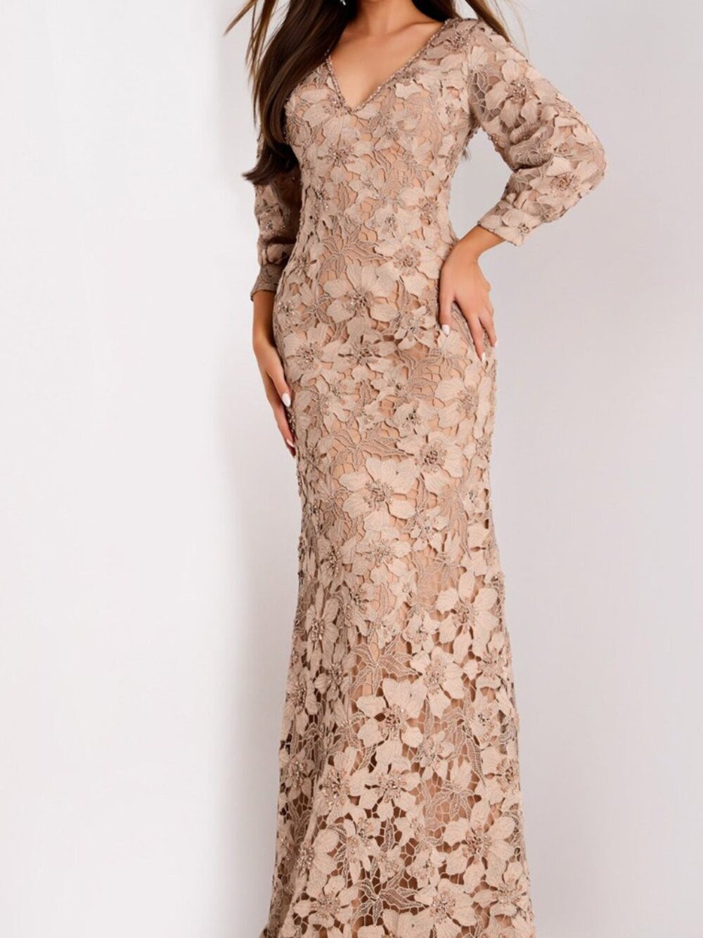 NWT Jovani 40210 Floral Lace Mother of the Bride Dress Beige size 20